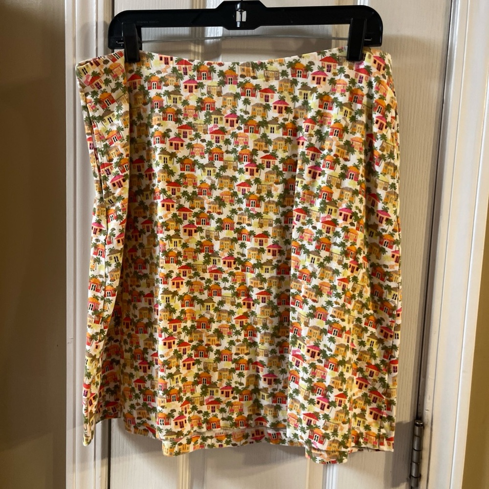 J. Jill Knit A-Line Skirt Womens Size L Tropical Village Multicolor Modal Blend